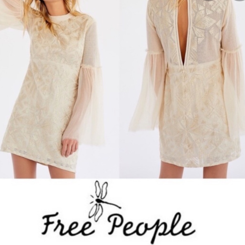 NWT | FREE PEOPLE | Cleo Mini Embroidered Mini Dress/Tunic in Cream